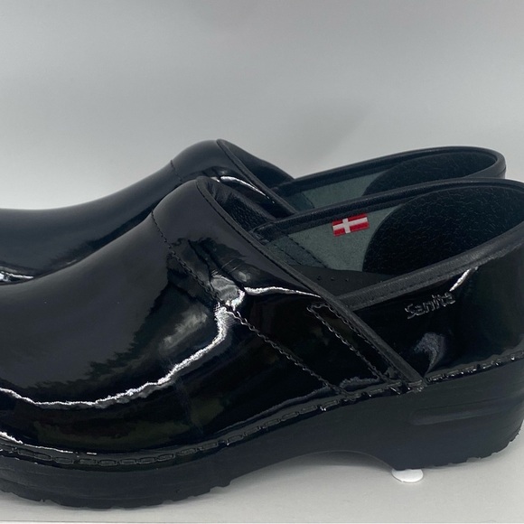 Sanita Original Danish Non Slip Professional Black Patent Leather Clogs NWOT - Picture 9 of 13